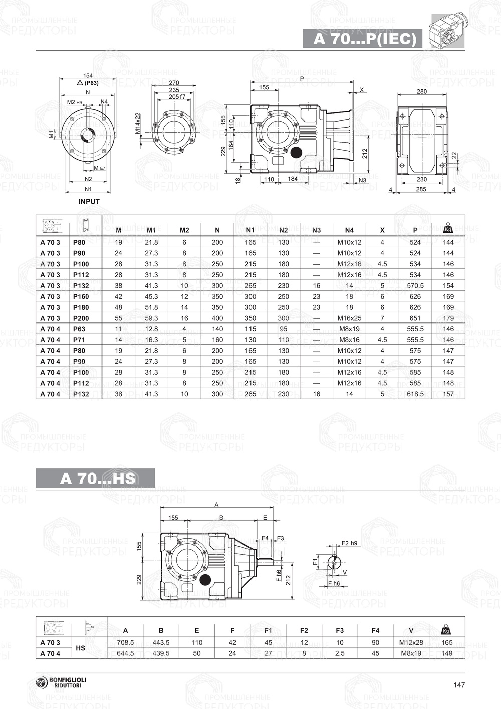 Мотор-редуктор Bonfiglioli A 70 Bonfiglioli A 70